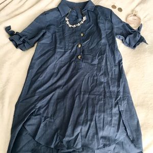 BLUE LINEN DRESS